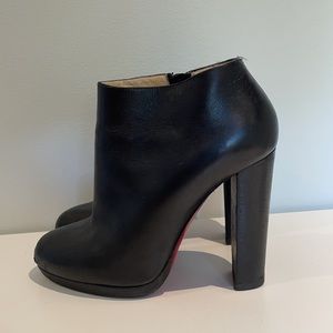 Christian Louboutin Black Leather Booties 37.5